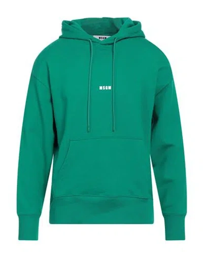 Msgm Man Sweatshirt Green Size Xl Cotton