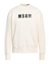 Msgm Man Sweatshirt Ivory Size L Cotton In White
