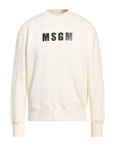 Msgm Man Sweatshirt Ivory Size L Cotton In White