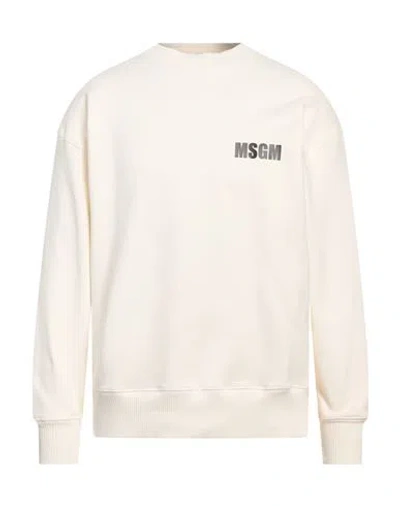 Msgm Man Sweatshirt Ivory Size S Cotton In White