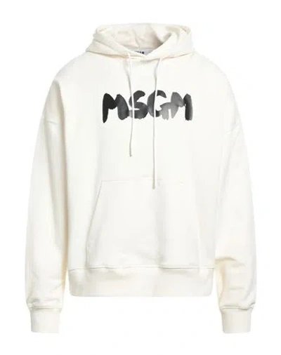 Msgm Man Sweatshirt Ivory Size Xl Cotton In White