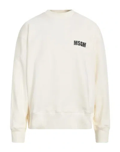 Msgm Man Sweatshirt Ivory Size Xl Cotton In White