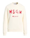 Msgm Man Sweatshirt Ivory Size Xs Cotton In Neutral