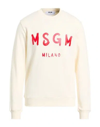 Msgm Man Sweatshirt Ivory Size Xs Cotton In Neutral