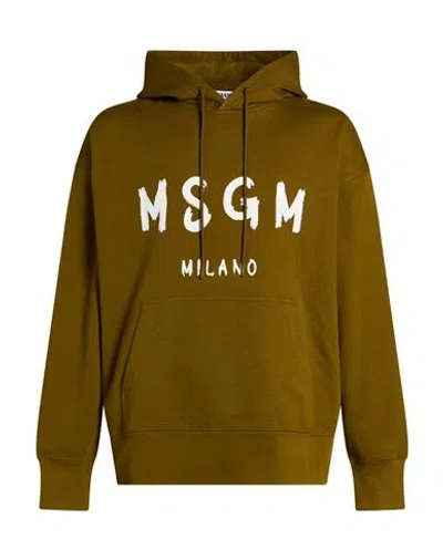 Msgm Man Sweatshirt Khaki Size L Cotton In Brown