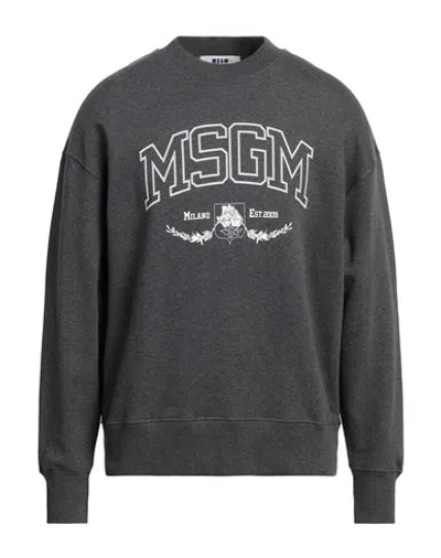 Msgm Man Sweatshirt Lead Size L Cotton In Grey