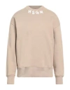 Msgm Man Sweatshirt Light Brown Size L Cotton In Beige