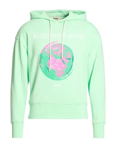 Msgm Man Sweatshirt Light Green Size S Organic Cotton