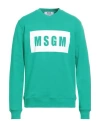 Msgm Man Sweatshirt Light Green Size Xl Cotton In Green