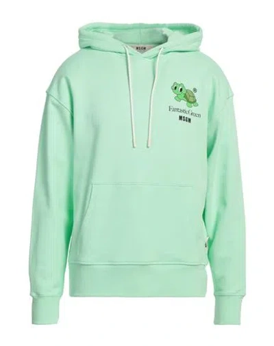 Msgm Man Sweatshirt Light Green Size Xl Organic Cotton