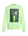 Msgm Man Sweatshirt Light Green Size Xxl Organic Cotton In Green