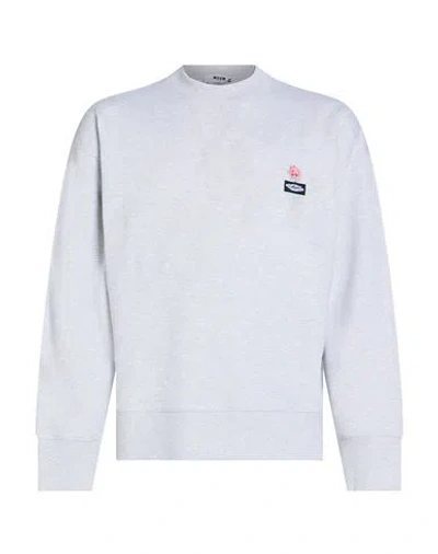 Msgm Man Sweatshirt Light Grey Size Xxl Cotton In White