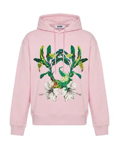 Msgm Man Sweatshirt Light Pink Size Xs Cotton