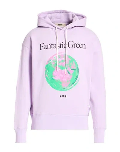 Msgm Man Sweatshirt Lilac Size S Organic Cotton In Purple