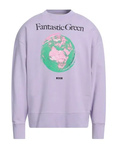 Msgm Man Sweatshirt Lilac Size Xl Cotton In Purple