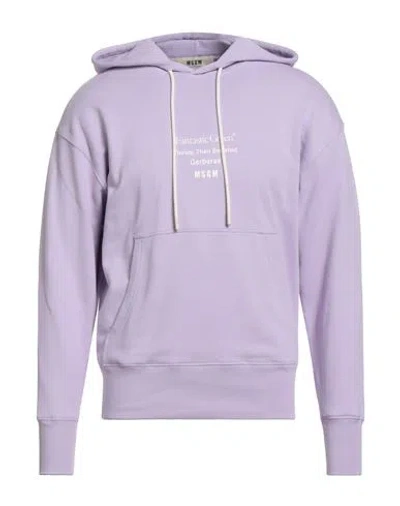Msgm Man Sweatshirt Lilac Size Xs Organic Cotton In Purple