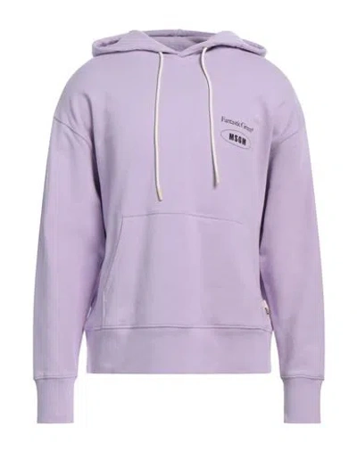 Msgm Man Sweatshirt Lilac Size Xs Organic Cotton In Purple
