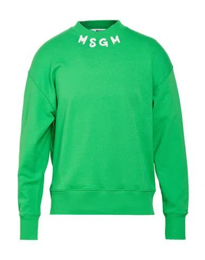 Msgm Man Sweatshirt Lime Green Size S Cotton