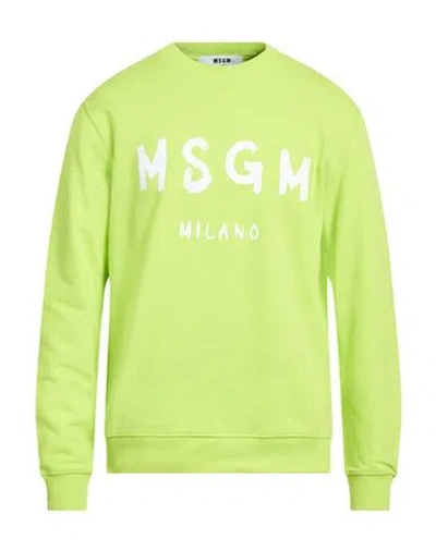 Msgm Man Sweatshirt Lime Green Size Xl Cotton