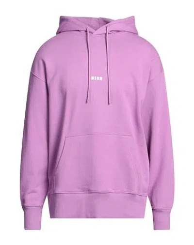 Msgm Man Sweatshirt Light Purple Size Xl Cotton