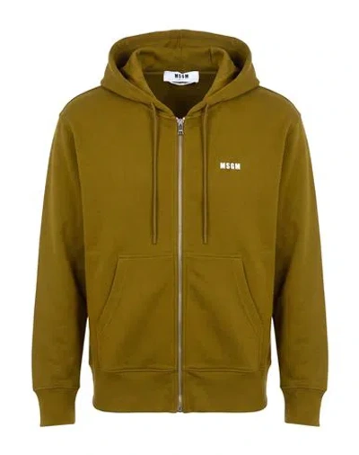 Msgm Man Sweatshirt Military Green Size M Cotton