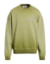 Msgm Man Sweatshirt Military Green Size S Cotton In Green