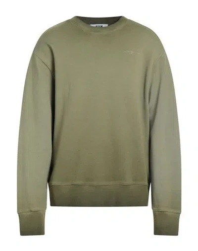 Msgm Man Sweatshirt Military Green Size Xl Cotton