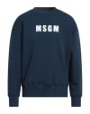 Msgm Man Sweatshirt Navy Blue Size Xl Cotton