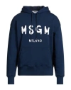 Msgm Man Sweatshirt Navy Size S Cotton In Blue