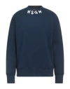 Msgm Man Sweatshirt Navy Size Xl Cotton In Blue