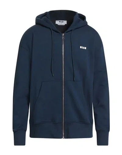 Msgm Man Sweatshirt Navy Size Xl Cotton