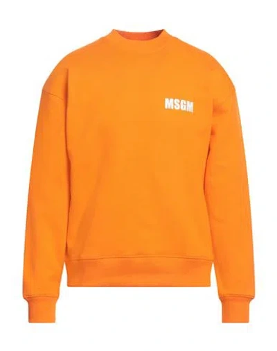 Msgm Man Sweatshirt Orange Size L Cotton