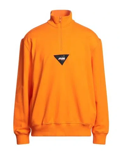 Msgm Man Sweatshirt Orange Size Xl Cotton