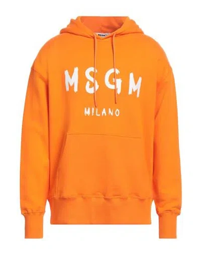 Msgm Man Sweatshirt Orange Size Xl Cotton