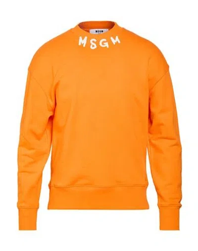 Msgm Man Sweatshirt Orange Size Xs Cotton In Yellow