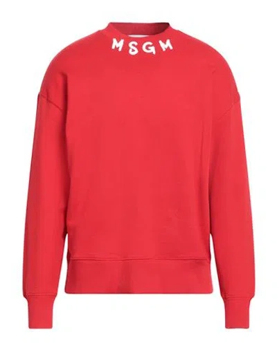 Msgm Man Sweatshirt Red Size L Cotton