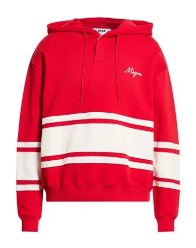 Msgm Man Sweatshirt Red Size M Cotton
