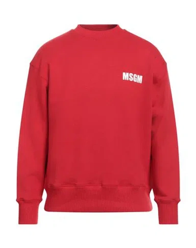 Msgm Man Sweatshirt Red Size S Cotton