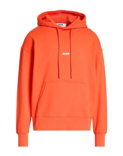 Msgm Man Sweatshirt Tomato Red Size M Cotton In Orange
