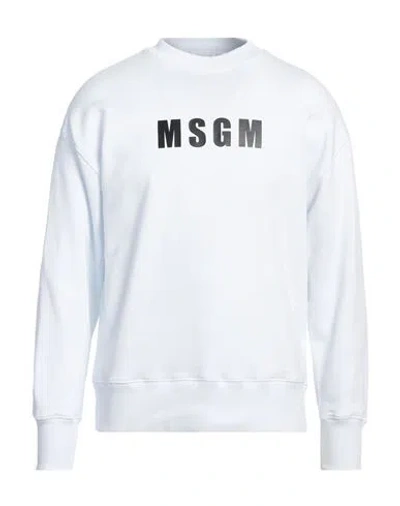 Msgm Man Sweatshirt White Size S Cotton