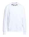 Msgm White Cotton Crewneck Sweatshirt With Logo Print On The Neck In White
