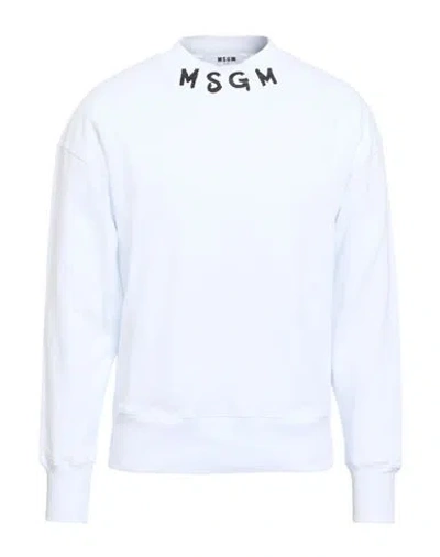 Msgm Man Sweatshirt White Size Xl Cotton
