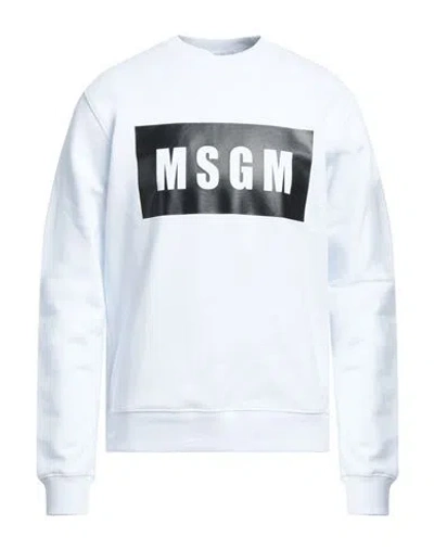Msgm Man Sweatshirt White Size Xl Cotton