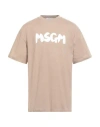 Msgm Man T-shirt Beige Size L Cotton