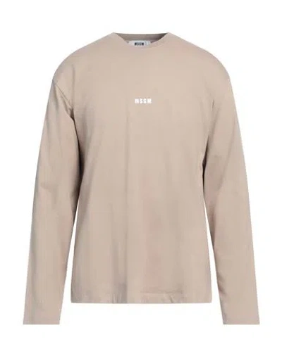 Msgm Man T-shirt Beige Size Xl Cotton In Beige