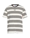 Msgm Rear Contrast Stripes Crew Neck T-shirt In Multi