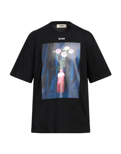 Msgm Man T-shirt Black Size L Organic Cotton