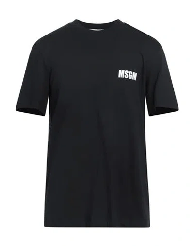 Msgm Logo Printed Crewneck T-shirt In Black