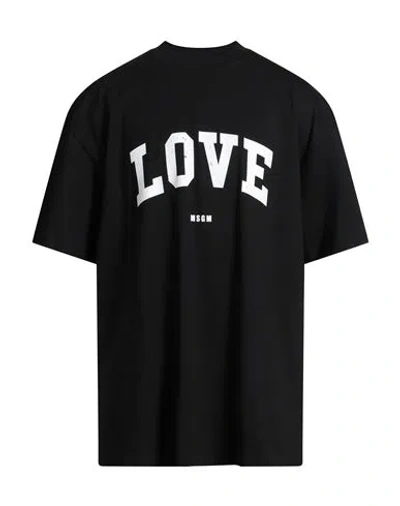 Msgm Man T-shirt Black Size Xl Cotton