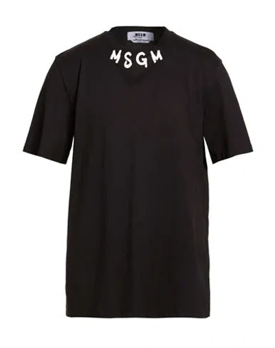 Msgm Man T-shirt Black Size Xl Cotton